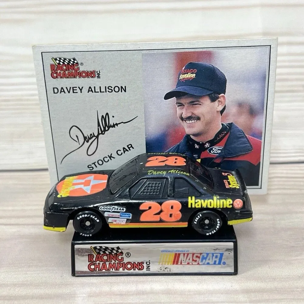 VTG NASCAR Racing Champions 1995 Diecast Race Cars 1/64 Lot of 6 w/Stand & Card